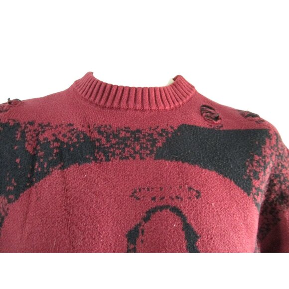 Distressed Salvation Priest Graphic Knit Tattered Thrashed Gothic Sweater EUC XL - Picture 13 of 16